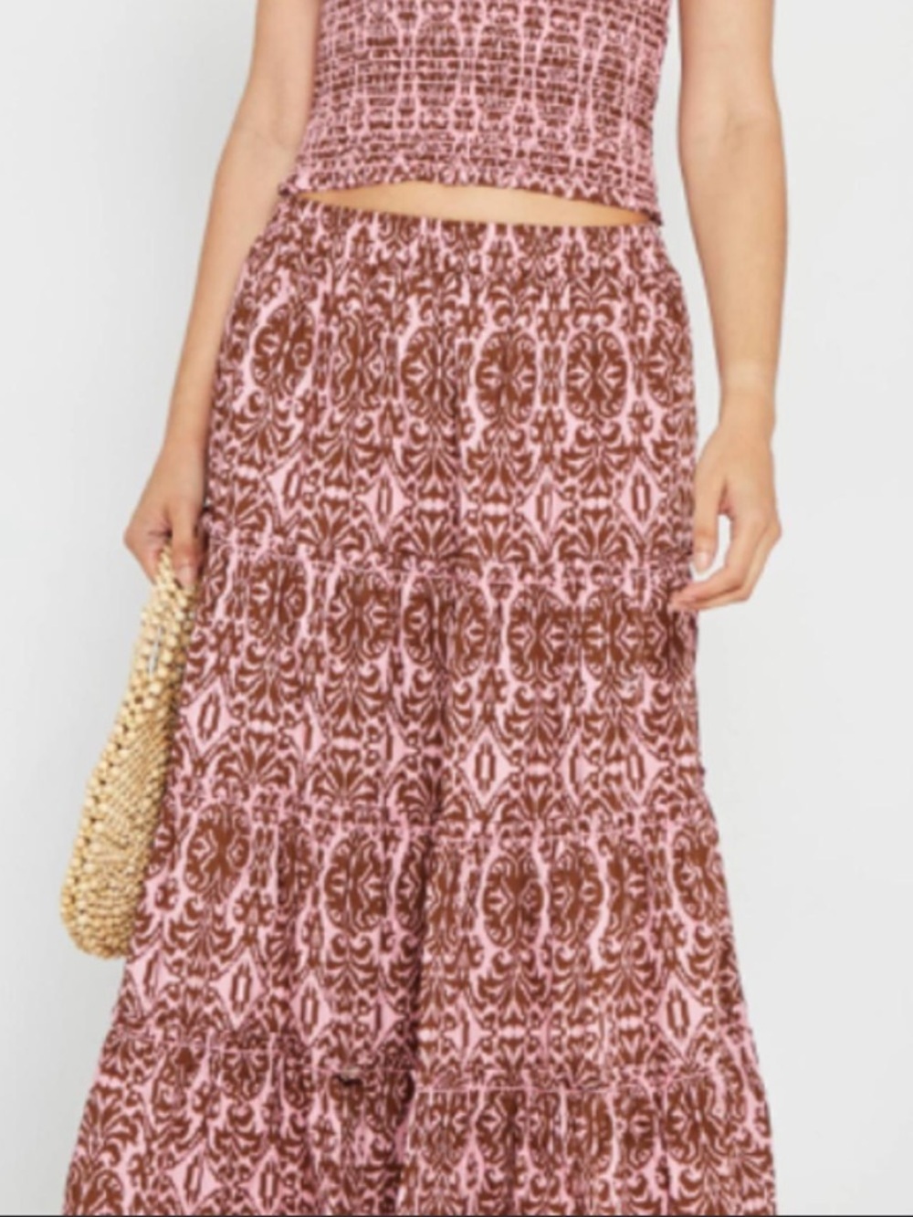 REVOLVE o.p.t. Boho Cottagecore 100% Cotton Tiered Maxi Skirt Size XS Brunch